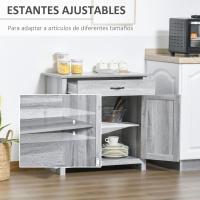 Buffet 1 Cajón 2 Puertas Estante Interior Ajustable Mueble Auxiliar Decorativo Comedor 80x397x80 cm Gris - details 4