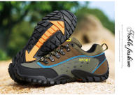 Zapatos de senderismo antideslizantes para hombre, zapatillas de cuero impermeables para exteriores, deportes de montaña, zapatos de viaje cómodos, escalada, Trekking - details 12