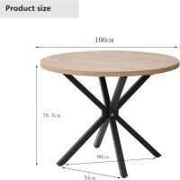 Mesa de Comedor Redonda con Tapa Moderna con Efecto Mármol, Mesa de Comedor de Cocina con Cuatro Patas de Metal, para Comedor, Sala de Estar,Blanco+GDL - details 16