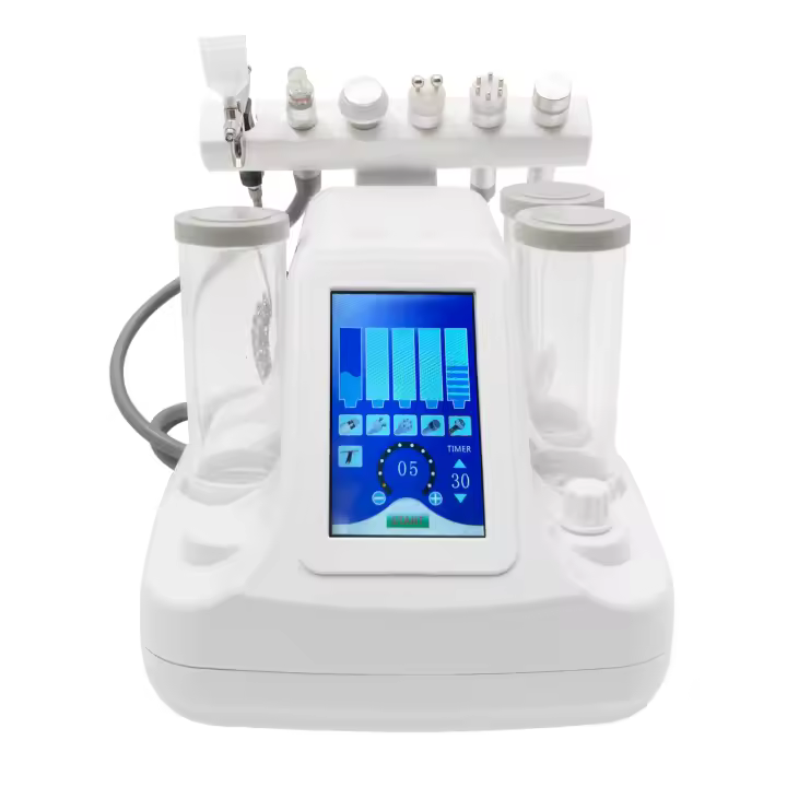 Dispositivo de cuidado de la piel premium 6 en 1: microeléctrico, RF, ultrasonido y cabezales de sellado de hielo para limpieza, hidratación y estimulación del colágeno. Materiales de alta calidad, control táctil - 1