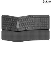 Teclado ergonómico inalámbrico, dispositivo con reposamuñecas, silencioso, modo Dual, recargable, para Win7/8/10 - details 7