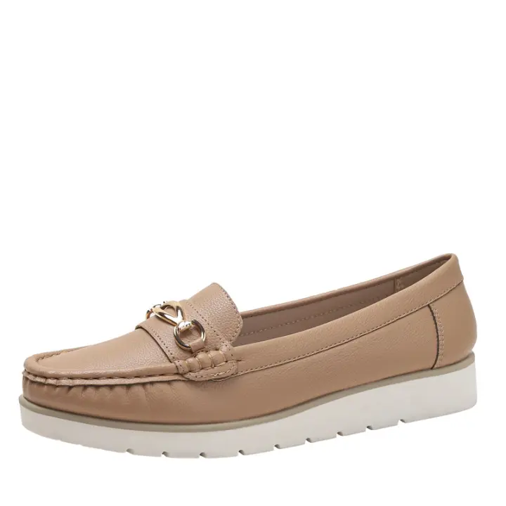 Zapatos de cuero pequeños de un solo paso 2025, nuevo estilo, zapatos planos de una sola línea para mujer, mocasines casuales profesionales - 1