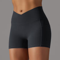 Hamidou-pantalones cortos de gimnasio cruzados para mujer, pantalones cortos de Yoga con bolsillos, mallas de entrenamiento para mujer, pantalones cortos de cintura alta, realce de glúteos - details 11