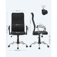 Silla ergonómica para Sala de Reuniones, Asiento Giratorio, Asiento Acolchado, Regulable en Altura e inclinable, Capacidad de Carga 120 kg, Negro - details 2