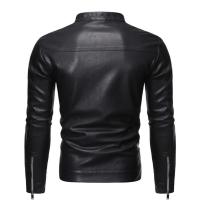 Chaqueta de Cuero PU para Hombres Estilo Motero para Otoño-Invierno Abrigo Exterior Cálido en Negro - details 2