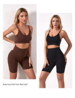 Pantalones De Yoga Elásticos para Mujeres Leggings De Gimnasio Cintura Alta Pantalones De Deporte Sujetador Deportivo Inalámbrico con Costuras - details 16
