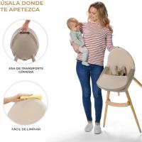 bebé 2 en 1, Silla Infantil, Trona portatil, Patas de Madera, Bandeja Ajustable, Fácil de limpiar, para niños, Beige - details 6