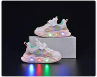 Nuevos zapatos de malla luminosos de primavera y otoño para niños y niñas, zapatos de bebé con suela suave iluminada, zapatos deportivos casuales con velcro para niños a la moda - details 3