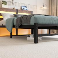Marco de cama doble con estación de carga y luces LED, plataforma de metal resistente, marco de cama doble de 135 x 190 cm con cabecero de madera con almacenamiento, no necesita - details 47