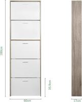 Mueble zapatero de 12 pares - Estantería de gran capacidad para vestíbulo o pasillo - (ancho) 60 x (profundidad) 24 x (alto) 80 cm - Madera clara blanca - details 175