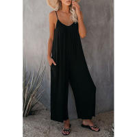 Mono informal de verano sin mangas con pernera ancha para mujer, pantalones de color liso con peto, mono culotte con bolsillos - details 10