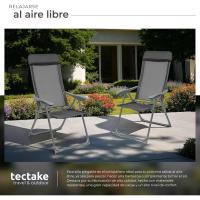Conjunto Sillas Jardín Exterior de Aluminio, Respaldo Regulable y Reposacabezas, Conjunto Sillas Terraza Resistentes a Intemperie, Transpirable, Patas Reforzadas - 2 Tumbonas Gris - details 23
