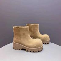 Xinziyu Botas de mujer con plataforma alta y cabeza grande de ante marrón con parte inferior gruesa para invierno - details 5