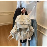 Mochila con cordón para exteriores de estilo coreano, mochila deportiva de nailon de viaje de Color sólido, bolso de hombro impermeable para senderismo de gran capacidad - details 14