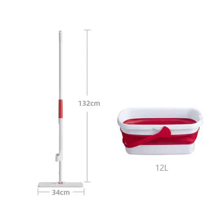Fregona plana y cubo plegable, accesorio de microfibra para limpiar el suelo, herramientas de limpieza en laminado de madera dura - 1