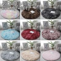 Alfombra peluda redonda pequeña con estampado de teñido anudado, tapete colorido antideslizante para sala de estar y dormitorio, alfombrilla suave para el suelo de invierno, 40/60cm - details 0