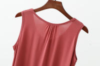 Camisetas sin mangas de talla grande con pliegues sueltos para mujer, camisetas sin mangas de Modal, ropa de casa de color sólido, chaleco de fondo XL a 6XL - details 19