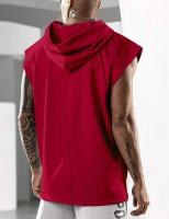 Camiseta deportiva sin mangas para hombre, Jersey informal con capucha de Color sólido, chaleco holgado, novedad de 2024 - details 9