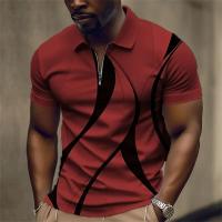 Polo para hombre, Polo con cuello, camisa de golf, estampado gráfico, geometría, apertura EAL, manga corta, ropa con cremallera, top de diseñador - details 14