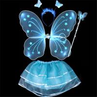 Faldas de tutú de hadas coloridas para niños, conjuntos de disfraces de princesa, diadema de varita, ropa de alas de mariposa - details 6