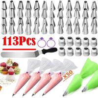 Juego de 113 bolsas y puntas para manga pastelera, galletas, magdalenas, puntas para glaseado, herramienta de decoración de pasteles - details 0