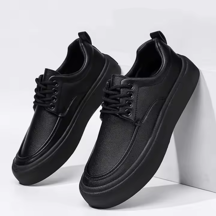 Zapatos de oficina de negocios con cordones cómodos de cuero formal de caña alta para hombre, redondos transpirables, uso diario - 1
