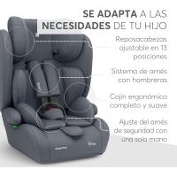 Silla de coche, Grupo 1/2/3, 9-36 kg (76-150 cm), Silla coche bebé y niños, Reposacabezas 13 posiciones, 15 meses a 12 años, Cadeira Auto, Gris - details 8