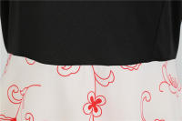 Women plaid print long sleeve vintage a line party dress v neck - details 120