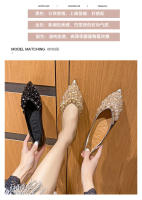Zapatos de punta para mujer, planos, nuevos de primavera y otoño, zapatos de boca ligera plateada, suela suave para mujer de talla grande, zapatos de dama. - details 1