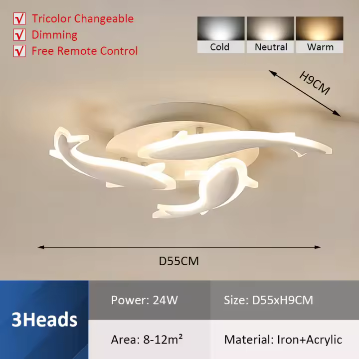 Luz de Techo Moderna Simple Koi 100CM Luz de Estudio LED Art para Dormitorio Restaurante - 1