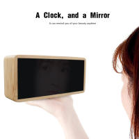 Reloj despertador de madera con luz nocturna, pantalla LED, espejo, reloj Digital de temperatura, reloj electrónico, mesa, Control de sonido, escritorio Digital - details 6