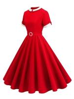 Elegante Vestido de Cadena Retro Peter Pan Vestido Largo de Moda Vintage para Mujeres - details 1
