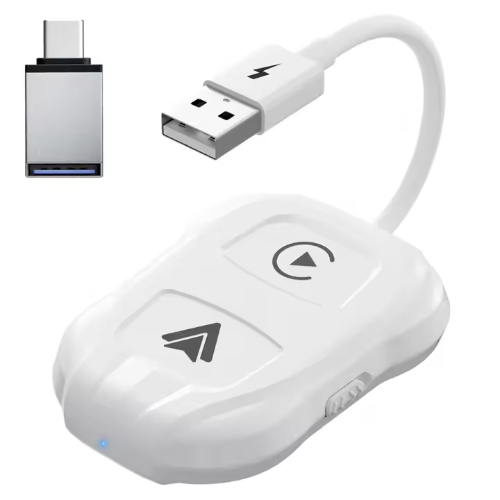 Adaptador inalámbrico 2 en 1 para CarPlay y Android, Dongle inalámbrico para Carplay con cable y Android (blanco) - 1