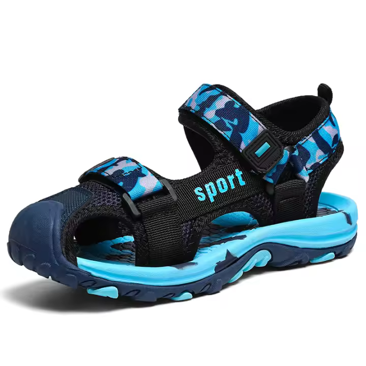 Sandalias de playa de verano para niños, sandalias deportivas antideslizantes transpirables, zapatos de playa para exteriores para niños, zapatos de seguridad planos suaves con punta cerrada - 1