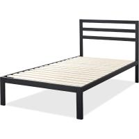 Cama 90x190 cm - Altura 36 cm con almacenaje debajo de la cama - Estructura de cama de plataforma de metal con cabecero - Negro - details 10