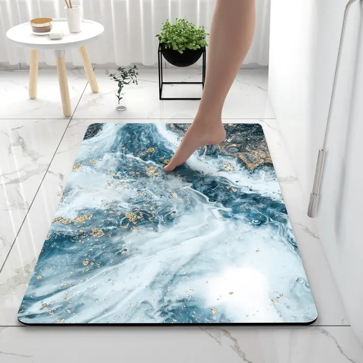 Alfombras de baño suaves de tierra de diatomeas, alfombrilla súper absorbente para inodoro, alfombrillas para pies de puerta, alfombrilla de goma antideslizante para ducha - 1