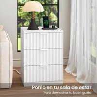 Mesitas de Noche con luces LED y Estación de Carga (2 Tomas AC, 2 Puertos USB) Mesita de Noche Blanca Mesas Auxiliares con 1 compartimento abierto y 2 cajones para Dormitorio Salón - details 32