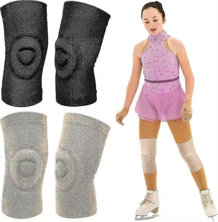 2 pares de rodilleras de baile, rodilleras de gel para patinaje artístico, cojín y soporte, rodillera transpirable, soporte para rodilla para bailar, patinaje sobre hielo, voleibol gimnástico - 1