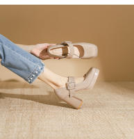 Zapatos Mary Jane de tacón alto con punta cuadrada, hebilla y tacón grueso. - details 11