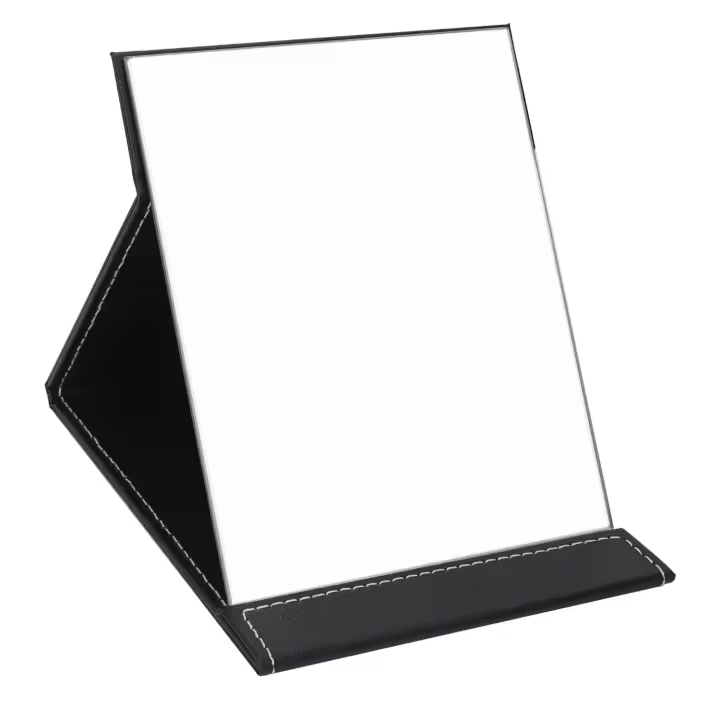 Espejo de viaje plegable, espejo ultrafino Rectangular ajustable portátil de PU, para viajes, Camping, hogar - 1