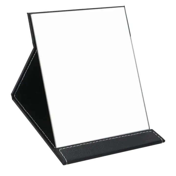 Espejo de viaje plegable, espejo ultrafino Rectangular ajustable portátil de PU, para viajes, Camping, hogar - 1