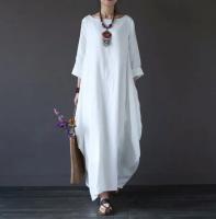 Elegante Vestido de Mujer con Cuello Redondo Diseño Único con Borda de Volantes Color Sólido - details 2