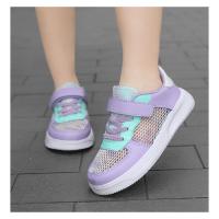 Moda verano niños zapatos casuales suaves lindas niñas rosa púrpura luz gruesa zapatillas de deporte de malla de aire chico princesa Net calzado deportivo - details 11