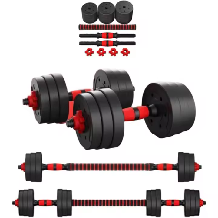 Kit de Mancuernas Regulables (Juegos de 10kg 15kg 20kg 25kg 30kg) - Juego de Pesas Ajustables para Musculación y Entrenamiento de Fuerza en Casa - Incluye Barra Conectora - 1