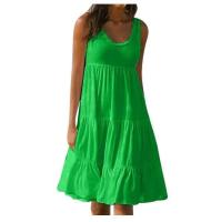 Vestido de Playa Suelto con Cuello Redondo y Borlas Color Sólido Boho para Mujeres Talla Grande - details 3
