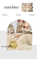 Juegos de cama a rayas de terciopelo de leche, ropa de cama gruesa, funda de edredón, Sábana, funda de almohada, decoración de dormitorio, cálido, invierno, cuatro piezas - details 7