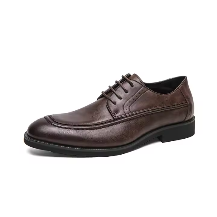 Vestido de negocios para hombres, zapatos de cuero versátiles de moda con cordones casuales bajos negros - 1