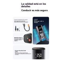 Inflador de neumáticos portátil con compresor de aire plateado, doble alimentación, enganches automáticos y pantalla digital precisa para coches, bicicletas, balones y motos - details 11