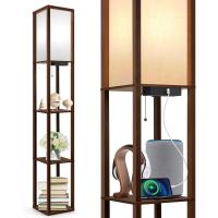 Lámpara de Pie con Carga y Control Remoto Estante de Madera LED Regulable de 4 Temperaturas de Color Incluye Bombilla Para Sala de Estar, Dormitorio, Oficina Decoración Vintage - details 28