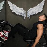 Ropa deportiva para hombre musculoso, camiseta deportiva sólida sin mangas, cuello alto elástico - details 3